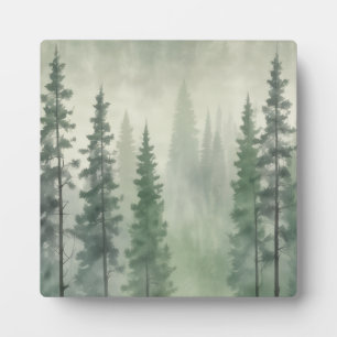 Misty Pine Forest Serenity Fotoplatte