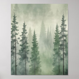 Misty Pine Forest Serenity Poster