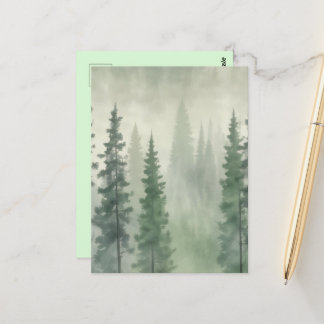 Misty Pine Forest Serenity Postkarte