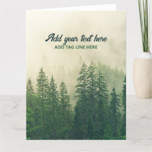Misty Pine Forest Trees Custom Keepake Dankeskarte