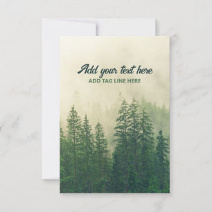 Misty Pine Forest Trees Custom Keepake Dankeskarte