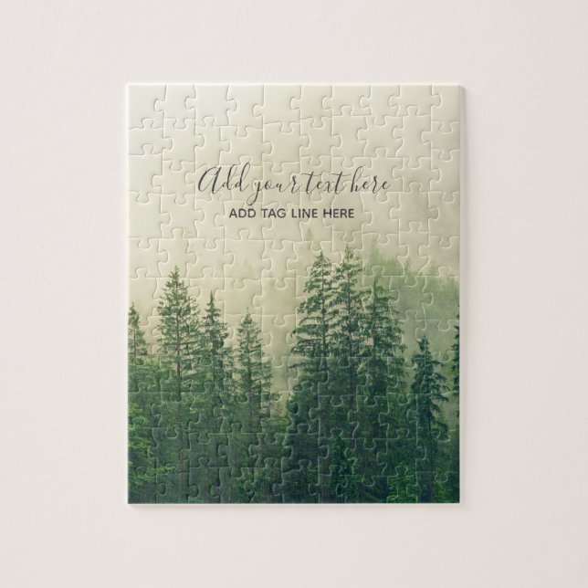 Misty Pine Forest Trees Custom Keepake Puzzle (Vertikal)