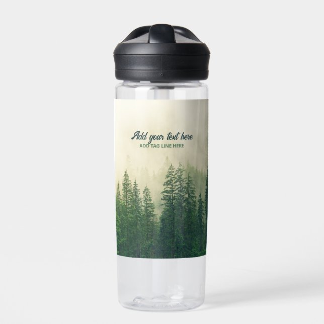 Misty Pine Forest Trees Custom Keepake Trinkflasche (Vorderseite)