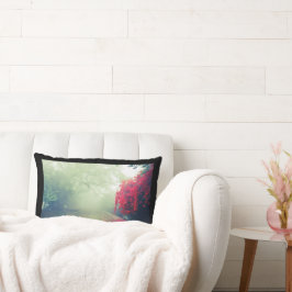 Misty Railroad Tracks Landschaftliches Foto Lendenkissen