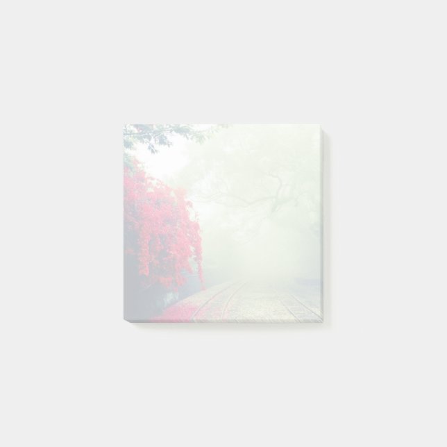 Misty Railroad Tracks Landschaftliches Foto Post-it Klebezettel (Vorderseite)