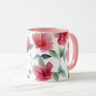 Misty Red Floral Pattern Tasse
