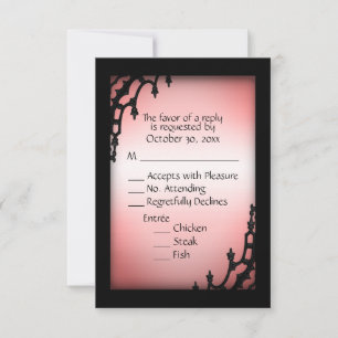Misty Red Gothic UAWG with Menu Choice RSVP Karte