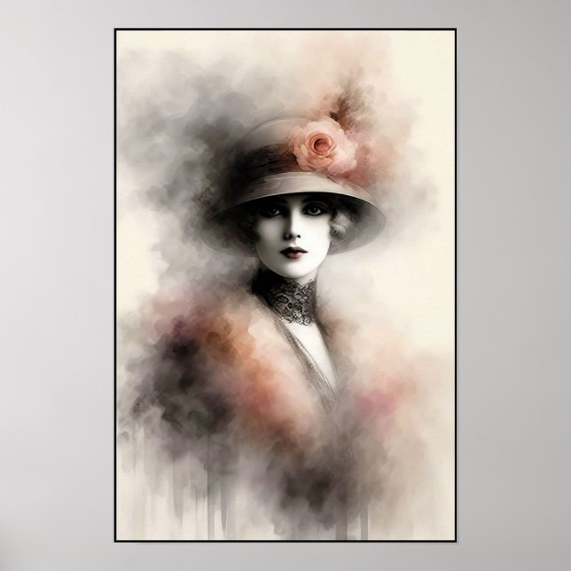Misty Retro Portrait of Elegance Poster (Vorne)