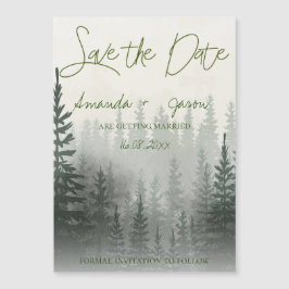 Misty Romantic Forest Trees Wedding speichern das Magnetkarte