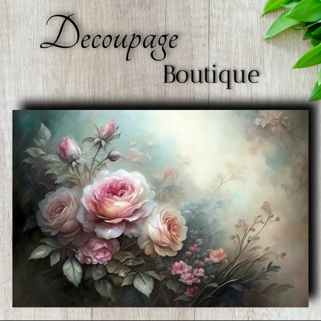 Misty Rose Dawn Decoupage Seidenpapier (Misty Rose Dawn Decoupage Tissue Paper)