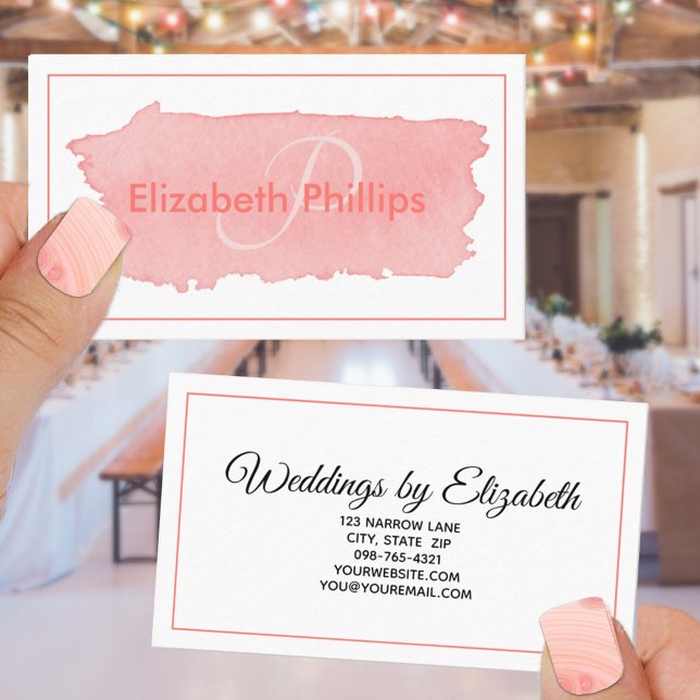 Misty Rose Monogram Pinselstrich Stilvoll Visitenkarte (Von Creator hochgeladen)