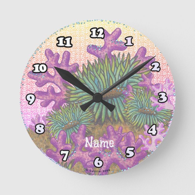 Misty Sea Coral Seashell clock  Runde Wanduhr (Vorderseite)