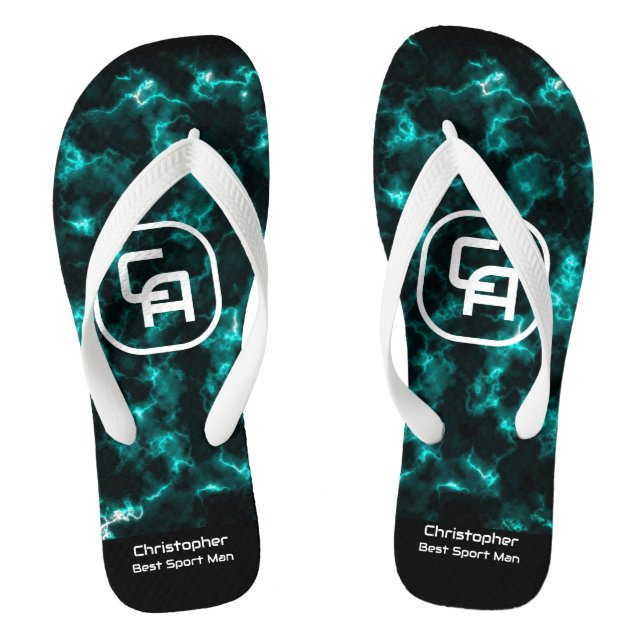 Misty Smoke Monogram Aqua Flip Flops (Fußbett)