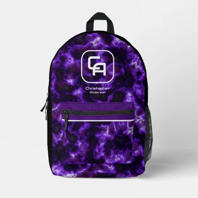 Misty Smoke Monogram Lila Bedruckter Rucksack (Vorderseite)