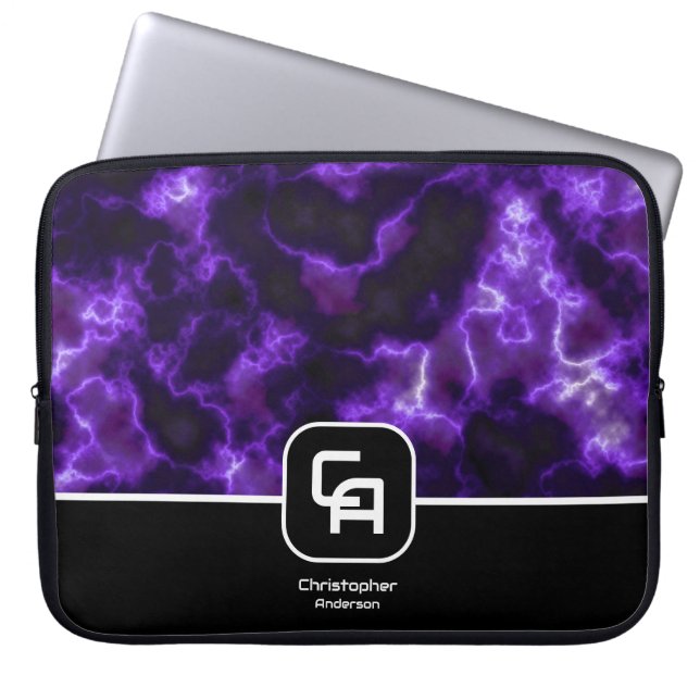 Misty Smoke Monogram Lila Laptopschutzhülle (Vorderseite)