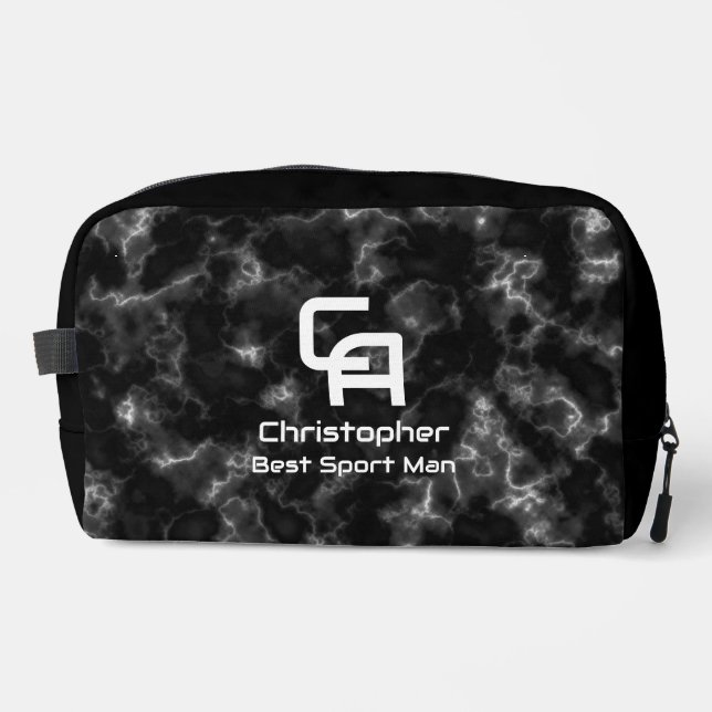 Misty Smoke Monogram Schwarz-weiß Waschbeutel (Vorderseite)