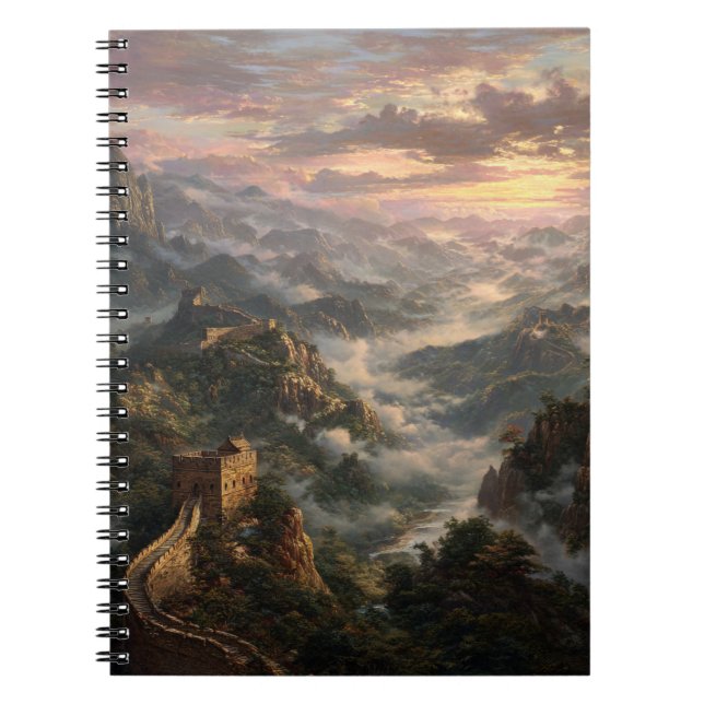 Misty Sunrise Over the Great Wall Notebook Notizblock (Vorderseite)