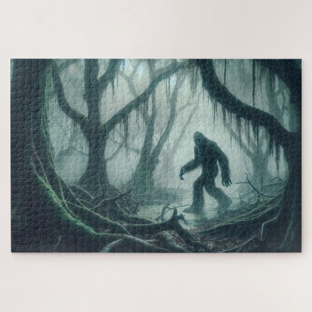 Misty Swamp Stalker, Bigfoot, Cryptid Puzzle (Horizontal)