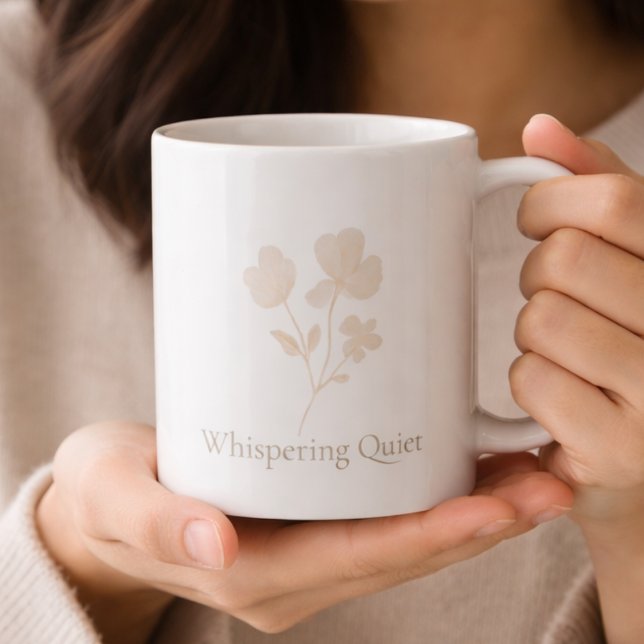 Misty Taupe Florals Classic Mug, 11 oz Kaffeetasse (Misty taupe florals and soft lettering bring calm detail to everyday coffee moments)