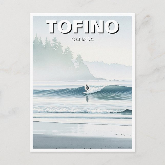 Misty Tofino Canada Surfer Travel Postkarte (Vorderseite)
