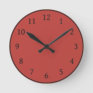 Misty Tomato Red Solid Color Runde Wanduhr