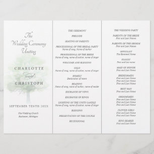 Misty tree Tri-Fold Hochzeitsprogramm