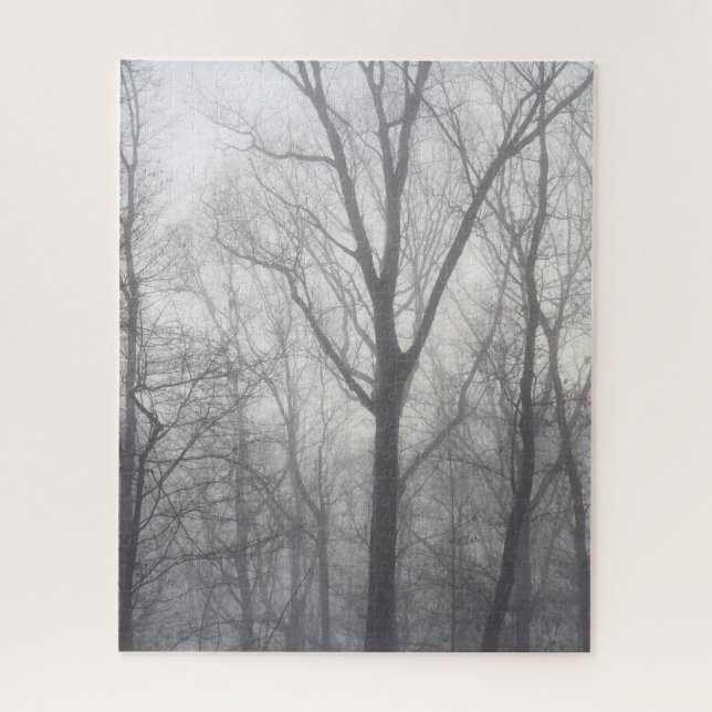 Misty Trees Gray Woodland Puzzle (Vertikal)