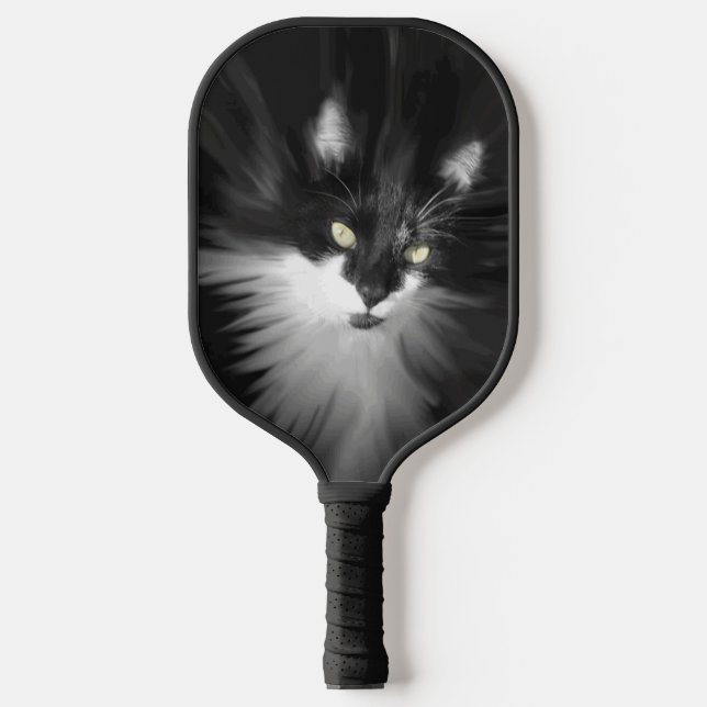 Misty Tuxedo Cat Pickleball Schläger (Vorderseite)