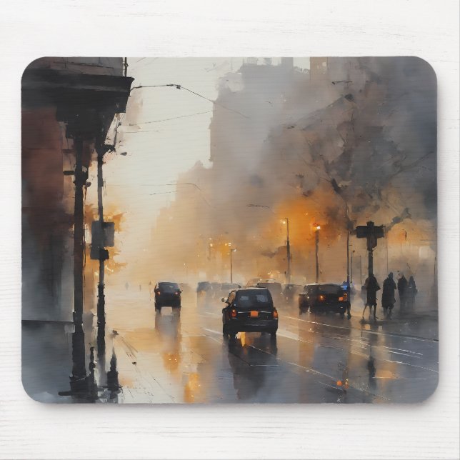 Misty Urban Abend Mousepad (Vorne)