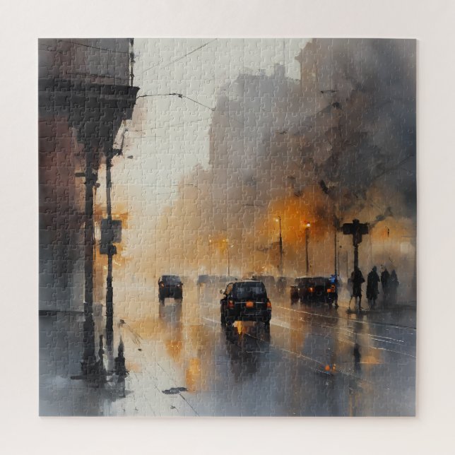 Misty Urban Abend Puzzle (Vertikal)