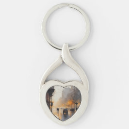 Misty Urban Abend Schlüsselanhänger