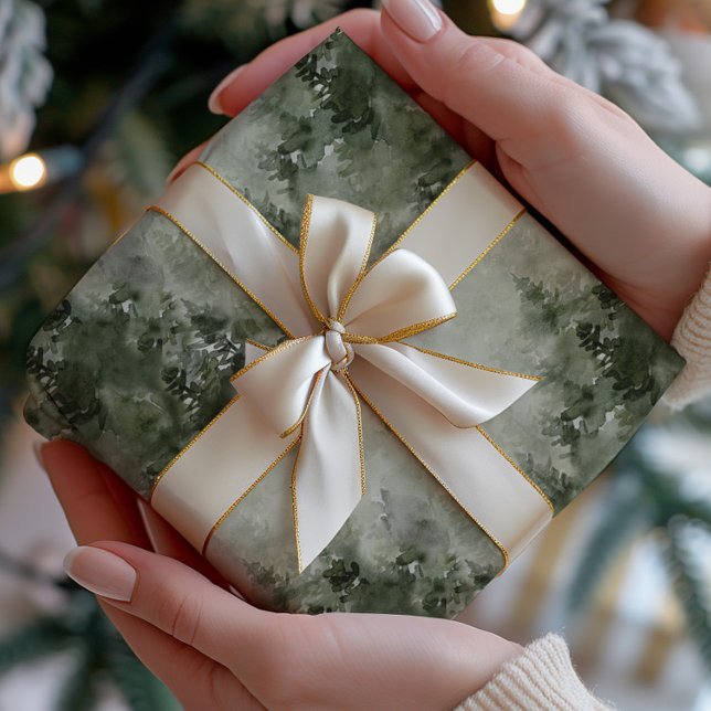 Misty Watercolor Forest Wrapping Paper Geschenkpapier (Von Creator hochgeladen)