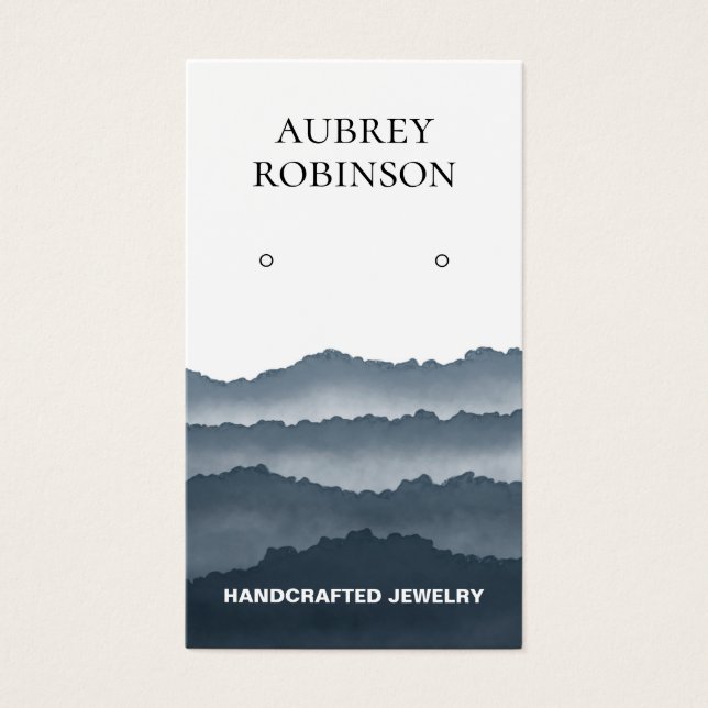Misty Watercolor Mountains Blue Gray Display Card (Vorderseite)
