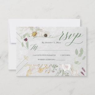 Misty Wildblumen   Soft Gray Geometric Wedric RS RSVP Karte