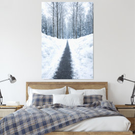 Misty Winter Forest Path Canvas Leinwanddruck
