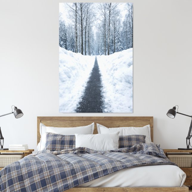 Misty Winter Forest Path Canvas Leinwanddruck (Insitu (Schlafzimmer))
