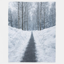 Misty Winter Forest Path Winter Landscape Fleecedecke