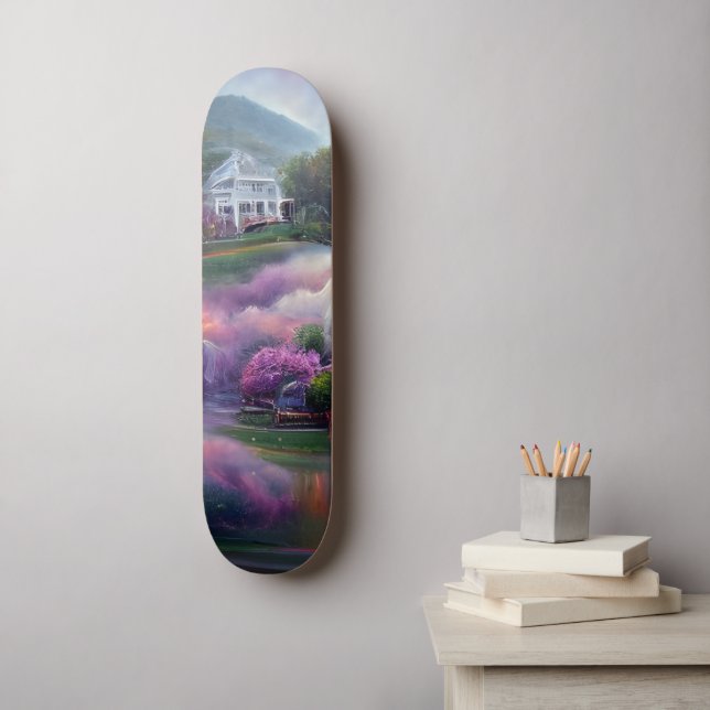 Misty Wisteria House Skateboard (Wandkunst)