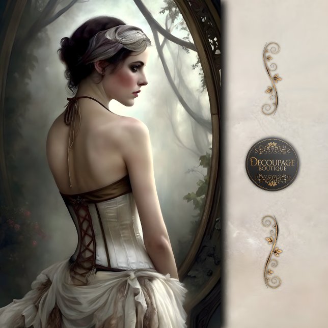 Misty Woodland Corset Girl Decoupage Seidenpapier (Misty Woodland Corset Girl Decoupage Tissue Paper)