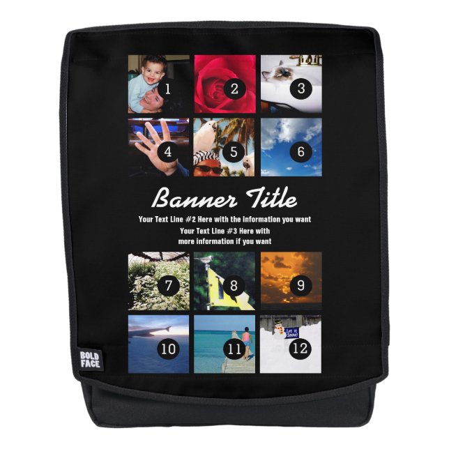 Mit 12 Bildern auf einem Dach machen Sie Ihre eige Rucksack (Vorderseite)