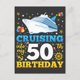 Mit 50 in meine Geburtstagsfeier cruisen Postkarte