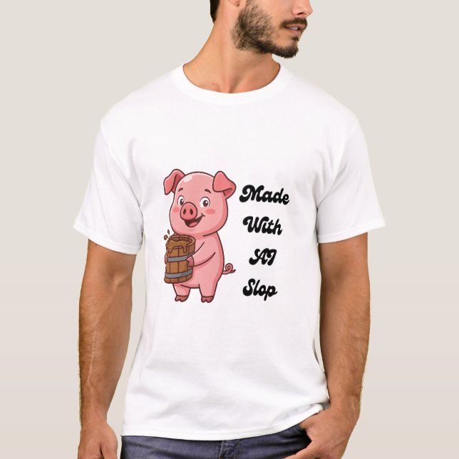 Mit AI-Schrott lustiges Schwein Tech Meme T-Shirt (Vorderseite)