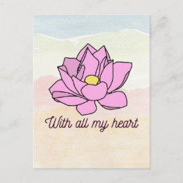 Mit all meinem Herzen rosa Lotus Art Postkarte