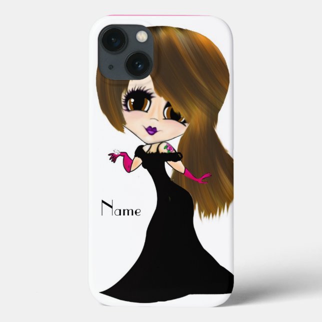 Mit Augen Girl-Karikatur personalisiert Case-Mate iPhone Hülle (Rückseite)