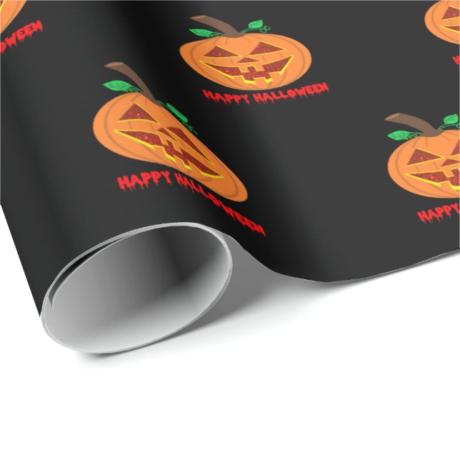 Mit Augen Happy Halloween Pumpkin Wrapping Paper Geschenkpapier (Rolleneckpunkt)