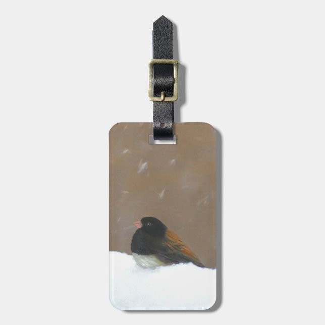 Mit Augen Junco-Malerei - Original Bird Art Gepäckanhänger (Vorderseite vertikal)