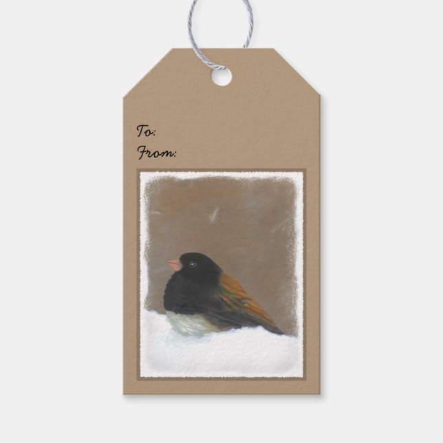 Mit Augen Junco-Malerei - Original Bird Art Geschenkanhänger (Vorderseite)