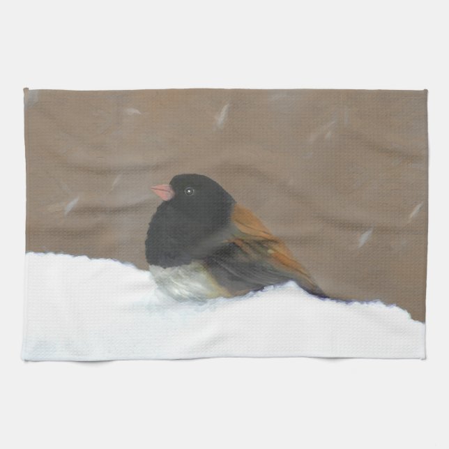 Mit Augen Junco-Malerei - Original Bird Art Geschirrtuch (Horizontal)
