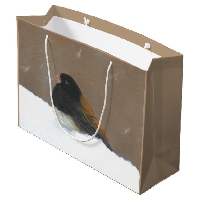 Mit Augen Junco-Malerei - Original Bird Art Große Geschenktüte (Rückseite Schrägansicht)