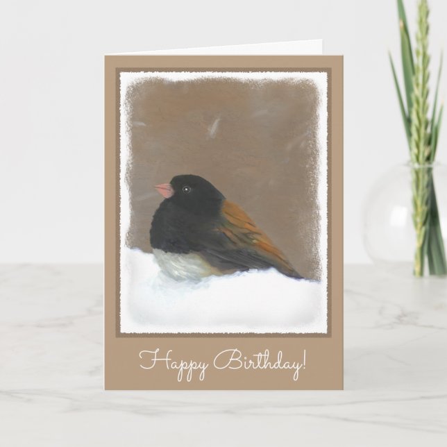Mit Augen Junco-Malerei - Original Bird Art Karte (Vorderseite)